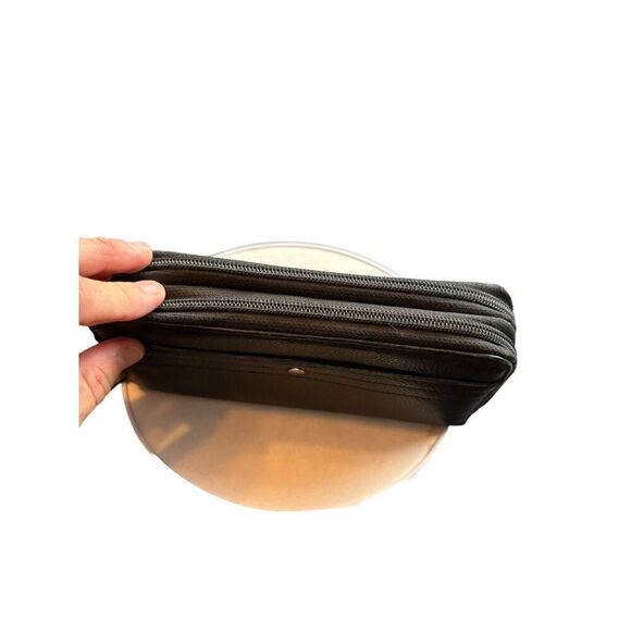 Genuine Leather Zip Wallet With Card Slots & ID Window For Men & Women - Picture 2 of 14